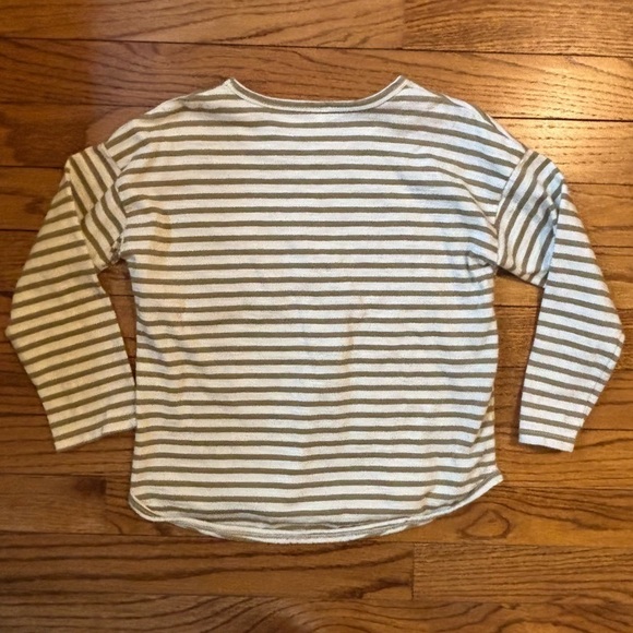 NWOT Rylee + Cru Long Sleeve Strip Tee, Size: 4-5 Y, olive green + cream color - Picture 2 of 3